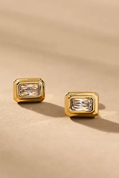 Luv Aj Emerald Bezel Stud Earrings
