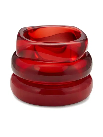 Luv Aj Formentera Bangle Bracelets (set Of Three) In Red