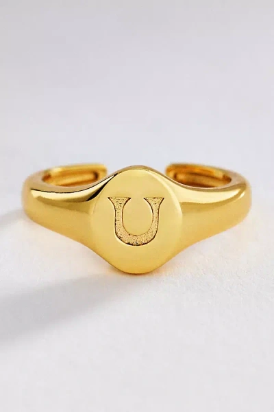 Luv Aj Initial Oval Signet Ring In Gold