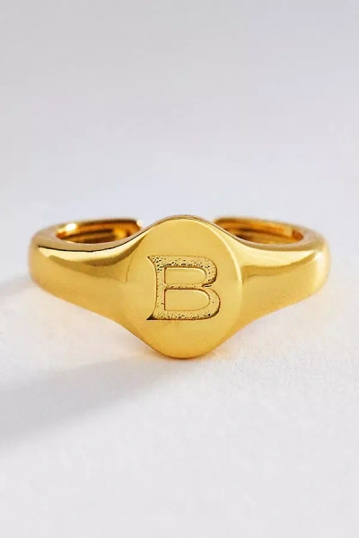 Luv Aj Initial Oval Signet Ring In Gold