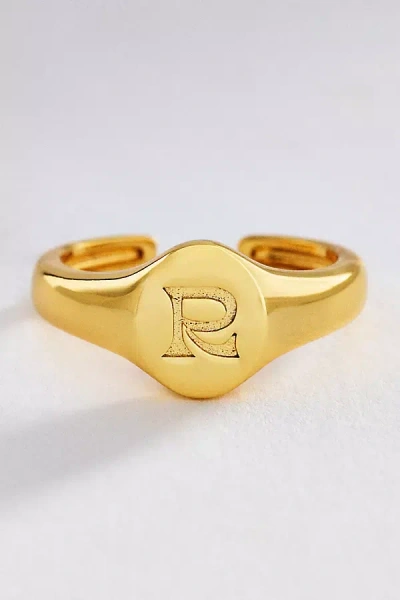 Luv Aj Initial Oval Signet Ring In Gold