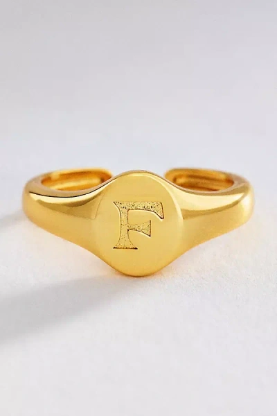 Luv Aj Initial Oval Signet Ring In Gold