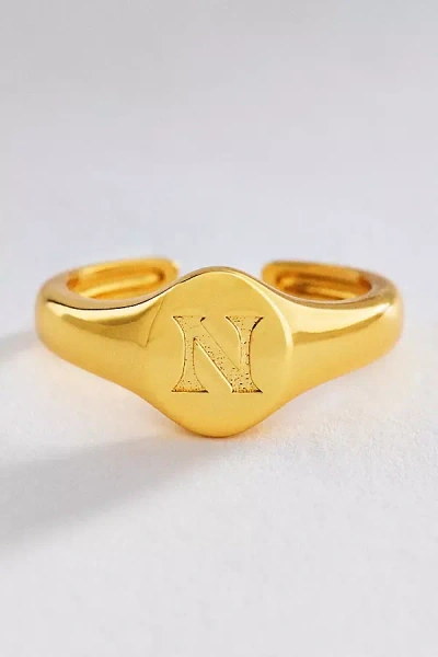 Luv Aj Initial Oval Signet Ring In Gold