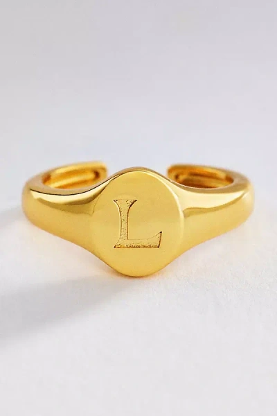 Luv Aj Initial Oval Signet Ring In Gold