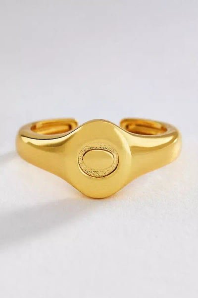 Luv Aj Initial Oval Signet Ring In Gold
