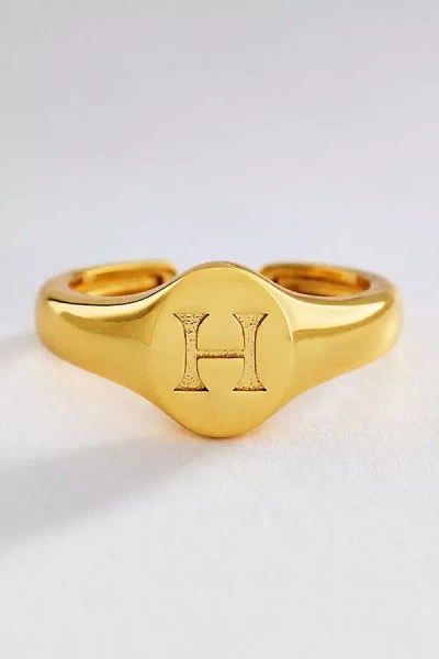 Luv Aj Initial Oval Signet Ring In Gold