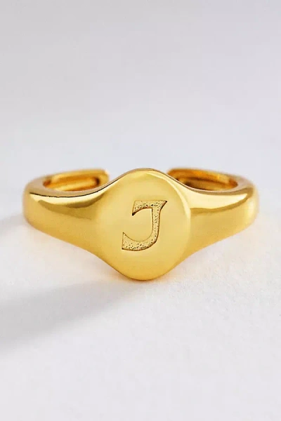 Luv Aj Initial Oval Signet Ring In Gold