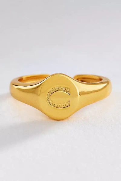 Luv Aj Initial Oval Signet Ring In Gold