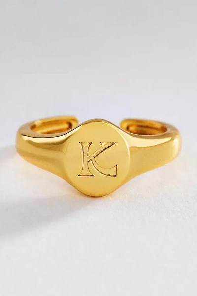 Luv Aj Initial Oval Signet Ring In Gold