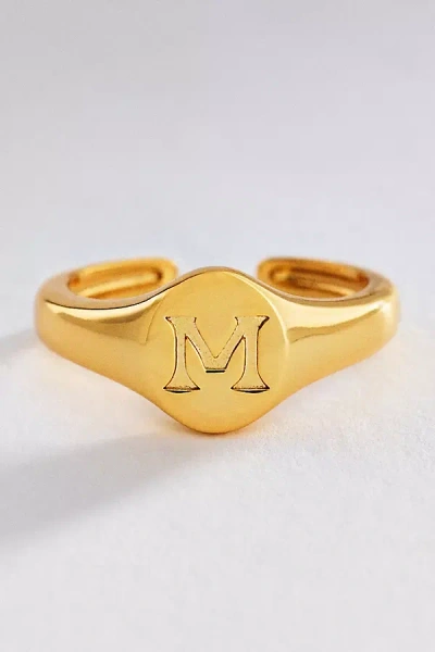 Luv Aj Initial Oval Signet Ring In Gold