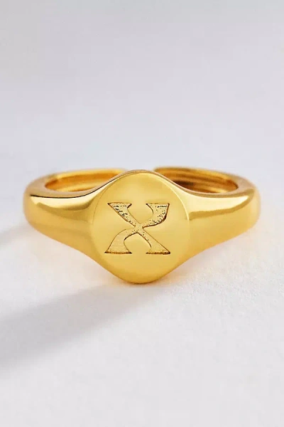 Luv Aj Initial Oval Signet Ring In Gold