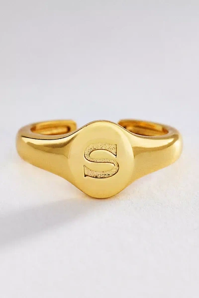 Luv Aj Initial Oval Signet Ring In Gold