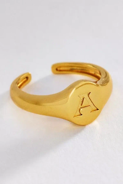 Luv Aj Initial Oval Signet Ring In Gold