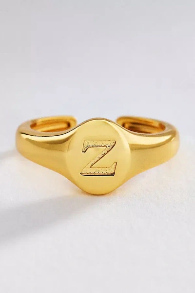 Luv Aj Initial Oval Signet Ring In Gold