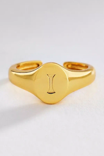Luv Aj Initial Oval Signet Ring In Gold
