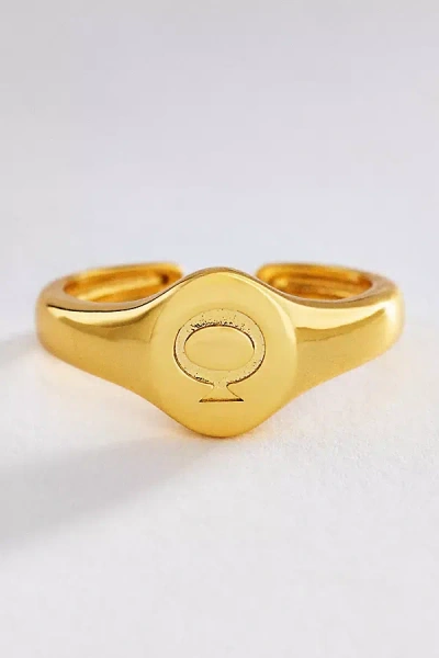 Luv Aj Initial Oval Signet Ring In Gold