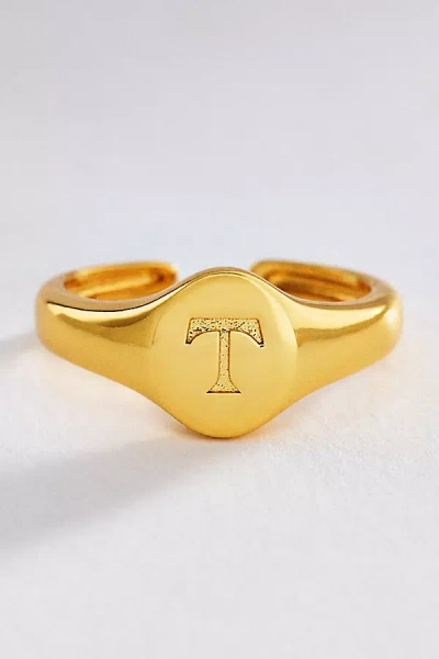 Luv Aj Initial Oval Signet Ring In Gold