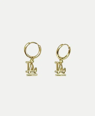 Luv Aj Los Angeles Dodgers Logo Charm Huggie Earrings In Gold