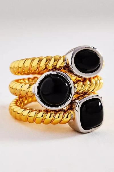 Luv Aj Midnight Mesa Rings, Set Of 3 In Gold