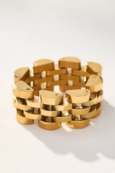 Luv Aj Mixed Metal Timepiece Ring In Gold