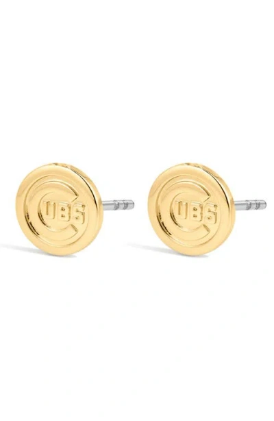 Luv Aj Mlb Chicago Cubs Logo Stud Earrings In Gold