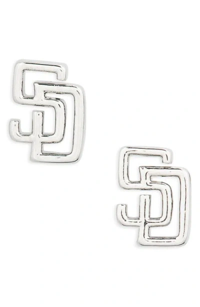 Luv Aj Mlb Logo Stud Earrings In Silver