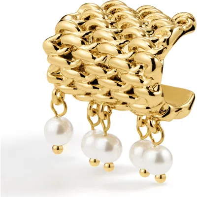 Luv Aj Palma Imitation Pearl Ear Cuff In Gold