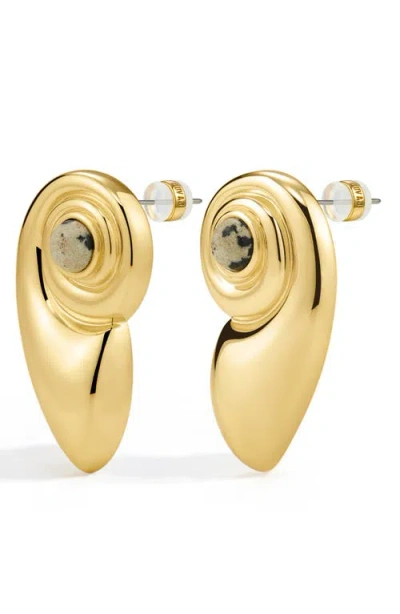 Luv Aj Palma Shell Stud Earrings In Gold