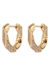 Luv Aj Pave Cuban Link Hoops Earring In Gold