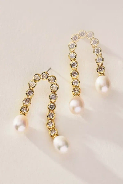 Luv Aj Pavé Pearl U Stud Earrings In Gold