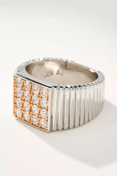 Luv Aj Pavé Square Signet Ring In Silver