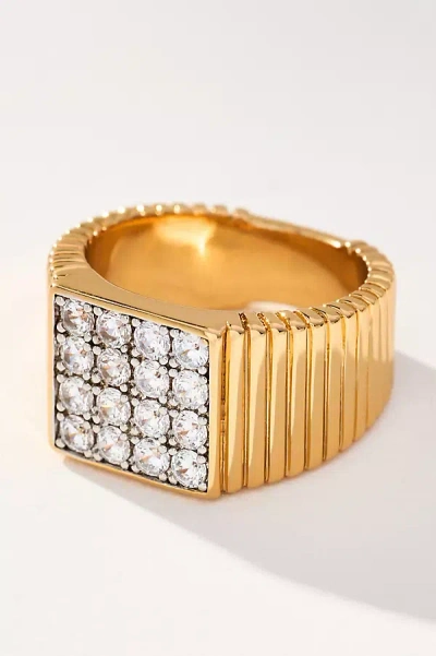 Luv Aj Pavé Square Signet Ring In Gold