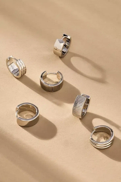 Luv Aj Ridged Huggie Hoop Earrings, Set Of 3