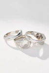 Luv Aj Signet Stacker Rings, Set Of 3 In Silver