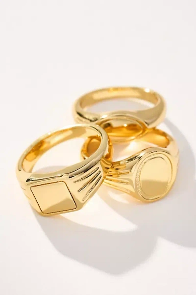 Luv Aj Signet Stacker Rings, Set Of 3 In Gold