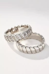 Luv Aj Snake Chain Rings, Set Of 2 In Silver