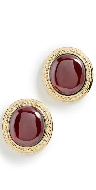 Luv Aj The Elizabeth Garnet Studs Gold