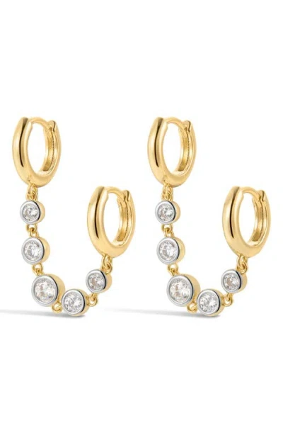 Luv Aj The Georgia Stone Huggie Chain Earrings In Gold