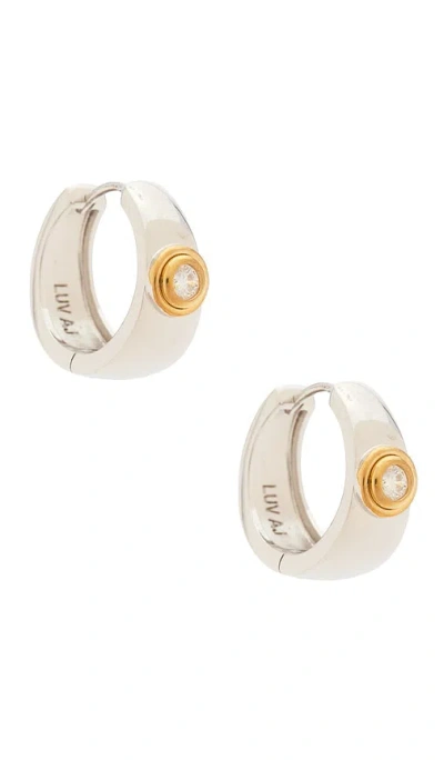 Luv Aj The Luna Bezel Hoops Earring In Metallic
