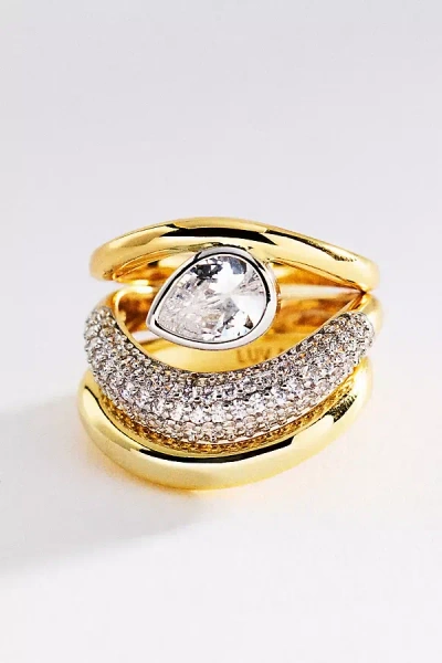 Luv Aj The Marais Wave Rings, Set Of 3 In Gold