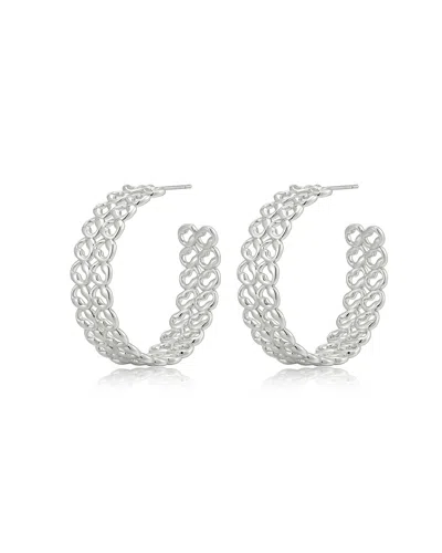 Luv Aj The Metal Lace Hoops In Silver