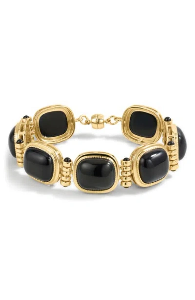 Luv Aj The Midnight Mesa Black Agate Bracelet In Gold