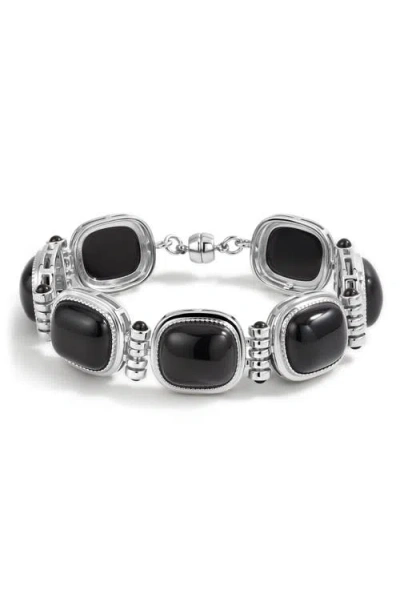 Luv Aj The Midnight Mesa Black Agate Bracelet In Metallic