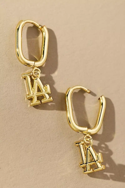 Luv Aj The Mlb Logo Charm Hoop Earrings In Gold