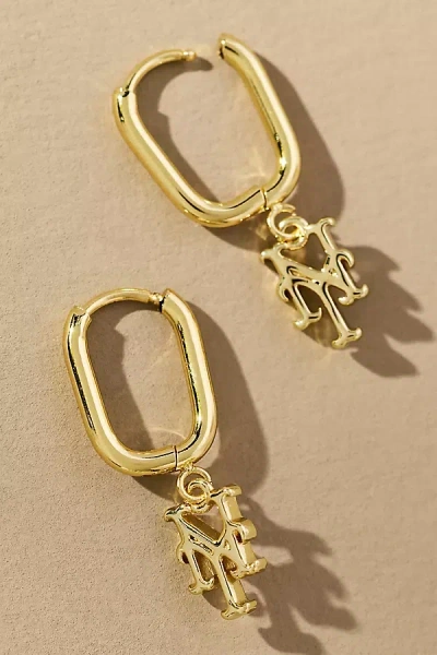 Luv Aj The Mlb Logo Charm Hoop Earrings In Gold