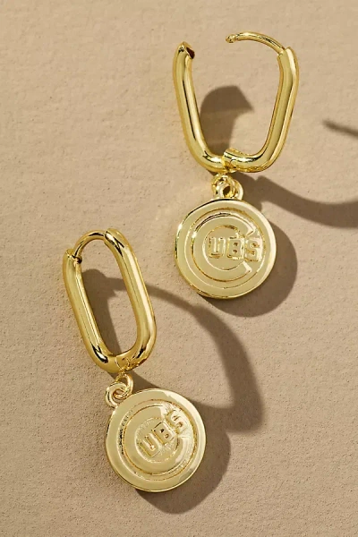 Luv Aj The Mlb Logo Charm Hoop Earrings In Yellow