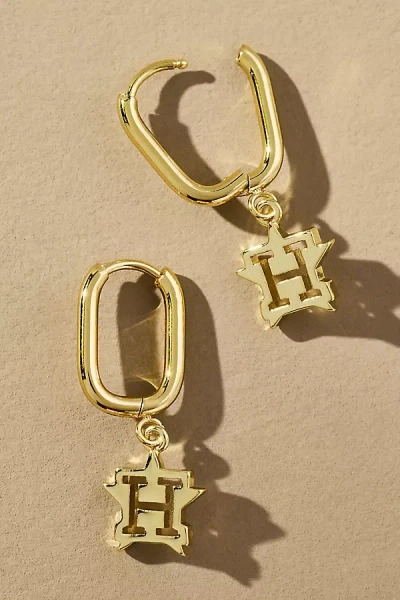 Luv Aj The Mlb Logo Charm Hoop Earrings In Yellow
