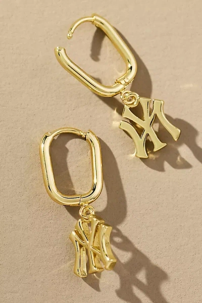Luv Aj The Mlb Logo Charm Hoop Earrings In Yellow
