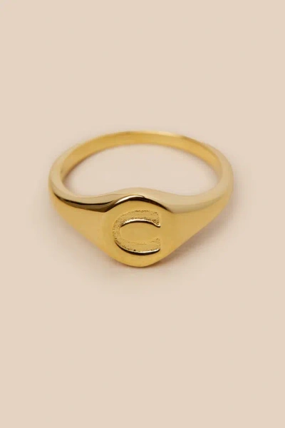 Luv Aj The Oval 14kt Gold ""c"" Signet Ring