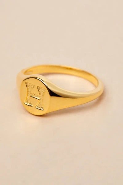 Luv Aj The Oval 14kt Gold ""h"" Signet Ring